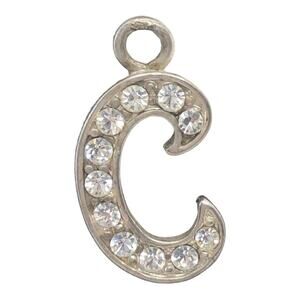 Chic Letter Silver Plated C Design Encrusted With Rhinestones Retro Pendant